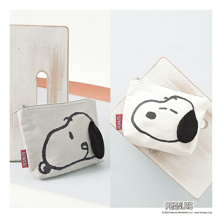 激安大特価 ポーチ 小物入れ 綿 キャンバス イラストプリント ファスナー マチあり 可愛い レディース Honeys ハニーズ スヌーピー Cmdb Md