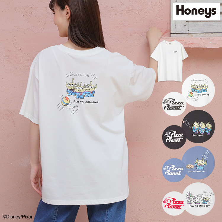 トップス Tシャツ カットソー 半袖 バックプリント ゆったり レディース 夏 Honeys ハニーズ トイ・ストーリー／ゆるＴ | ハニーズ　 オンラインショップ