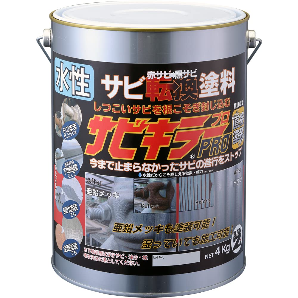BAN-ZI (バンジ) サビキラープロ 4kg しろがね色 水溶性 錆うつり変わり 赤サビ 黒サビ DIY えの具