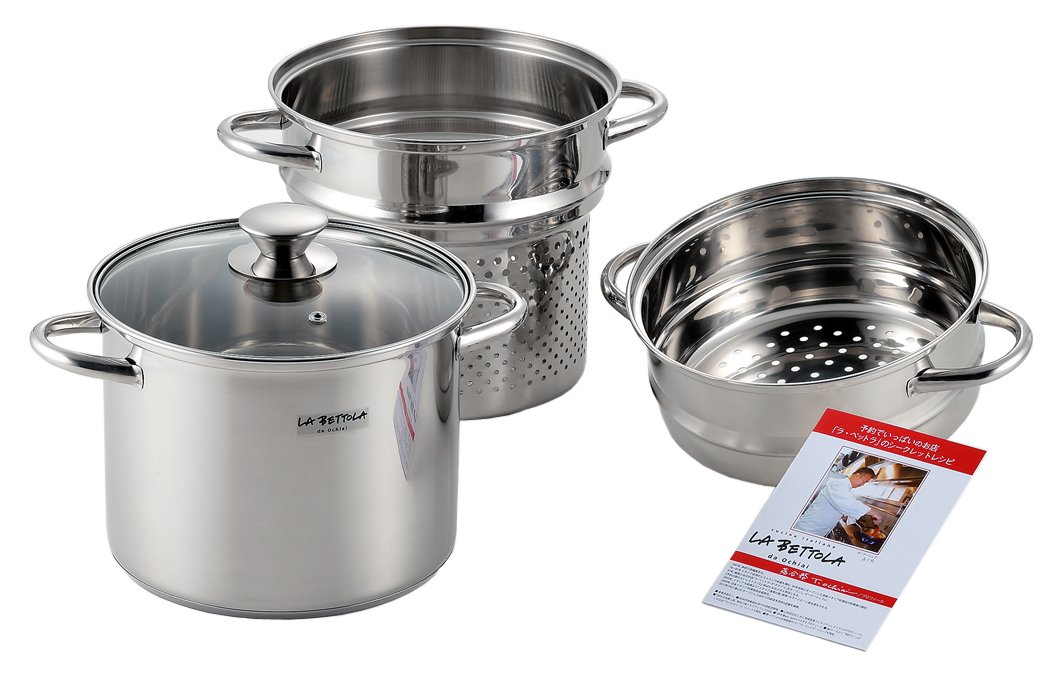 タマハシ 落合 務 IH200V相応う 水蒸気＆パスタポット 20糎 LB-177 しろがね色