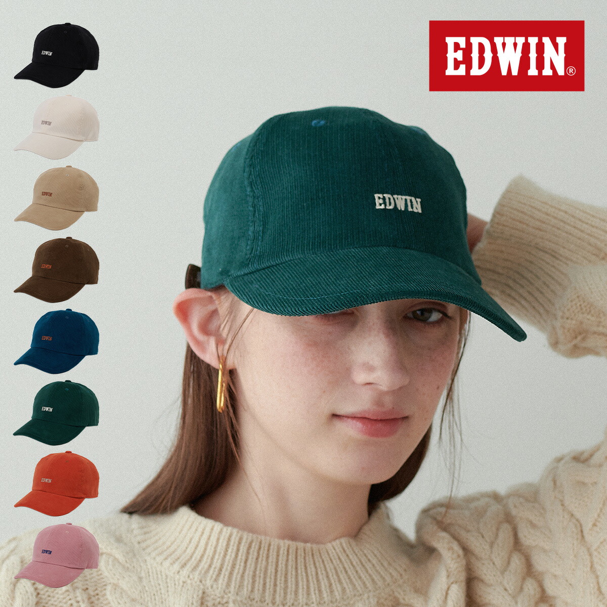 【楽天市場】【期間限定！40％OFF！】コーデュロイ刺しゅうキャップ【EDWIN/エドウィン】帽子 レディース メンズ ユニセックス キャップ ...