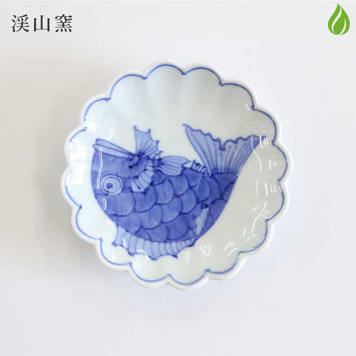 有田焼　渓山窯　染め付けナガスクジラ　プレート　皿 渓山窯 有田焼 豆皿 染付ナガスくじら11センチ角皿 [ 電子レンジOK ]