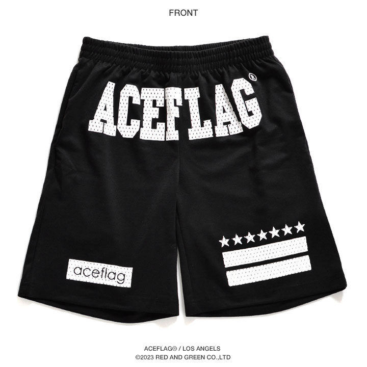 Ace Flag ショートパンツ メンズ レディース 春夏用 大きいサイズ ハーフパンツ トラックパンツ エースフラッグ パンツ 黒 ジャージ ゆったり ブラック