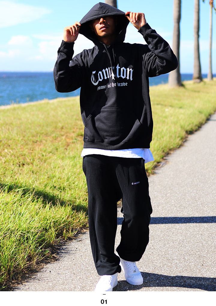 Ace Flag 上下セット 長袖 メンズ レディース 春秋冬用 黒 大きいサイズ エースフラッグ セットアップ パーカー スウェット 上下 スウェットパンツ おしゃれ かっこいい Compton コンプトン B系 ヒップホップ ファッション ダンス ストリート系 ブランド Af Se Pa 006