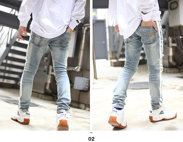 全日本送料無料 ドープ Dope ラインパンツ ジーンズ デニム ロングパンツ スリムフィット スキニー ジーパン Gパン 長ズボン メンズ インディゴブルー インディゴライトブルー B系 ヒップホップ ストリート系 ファッション ブランド おしゃれ スリム ストレッチ dp