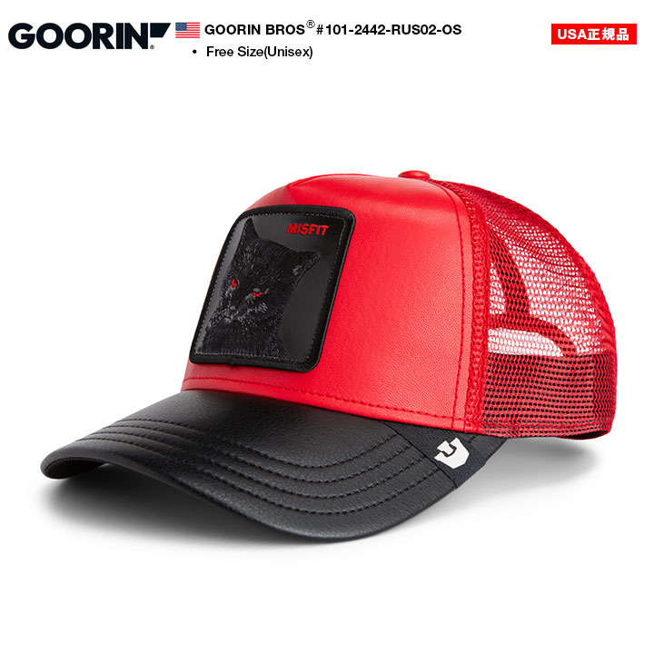GOORIN BROS キャップ メッシュキャップ メンズ レディース 春夏秋冬用 赤 大きいサイズ Goorin Brothers グーリン ブラザーズ 帽子 cap 深め ギフト 黒猫 キャット 赤い瞳 MISFIT レザー b系 ヒップホップ ストリート系 ハイ ブランド 2026春夏 新作 101-2442-RUS02-OS