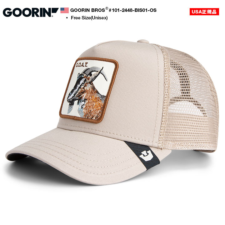 GOORIN BROS キャップ メッシュキャップ メンズ レディース 春夏秋冬用 ベージュ 大きいサイズ Goorin Brothers グーリン ブラザーズ 帽子 cap 深め 動物 アニマル柄 GOAT ゴート ヤギ b系 ヒップホップ ファッション ストリート系 ブランド 2026 新作 101-2448-BIS01-OS