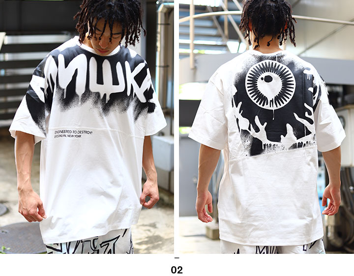 Mishka Tシャツ 半袖 メンズ レディース 春夏用 黒 白 大きいサイズ ビッグシルエット ミシカ おしゃれ かっこいい ビッグtシャツ Keepwatch 目玉 人気 切替 B系 ヒップホップ ファッション ロック バンド ストリート系 ハイ ブランド 服 21夏 新作 M