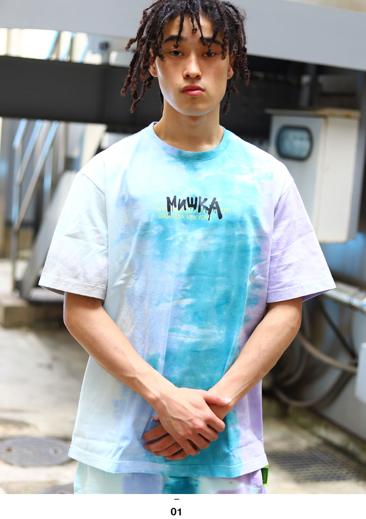 Mishka Tシャツ 半袖 メンズ レディース 春夏用 青 大きいサイズ ビッグシルエット ミシカ おしゃれ かっこいい ビッグtシャツ Bear Mop 熊 タイダイ染め タイダイ 総柄 B系 ヒップホップ ファッション ロック バンド ストリート系 ハイ ブランド 服 21夏 新作 M