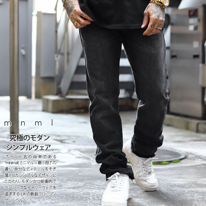 楽天市場】mnml ミニマル デニムパンツ X201 RHINESTONE SKINNY