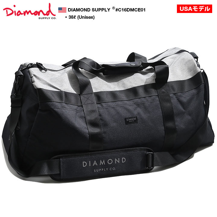 新版 Diamond Supply Co ダイアモンドサプライ ボストンバッグ ダッフルバッグ 大容量バッグ Bag メンズ レディース 男女兼用 黒 スケート ストリート系 ファッション ブランド かっこいい 38リットル ナイロン 切替 ロゴ バイカラー シンプル 大人 C16dmce01 海外最新