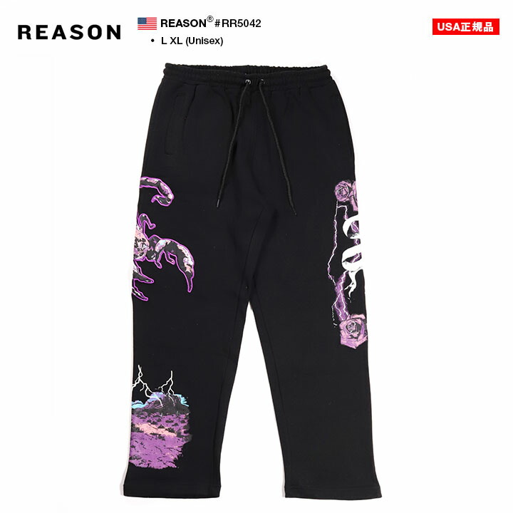 REASON スウェットパンツ スコーピオン 裏起毛 メンズ 烏兎冬用 黒 馬鹿でかい大きさ リーズン ロングズボン下 総柄 蠍 雷公 雷 ローズ 花柄 蛇蠍 刺しゅう 成年者 ビッグ影ぼうし b系 御居処跳ねる 流行り物 表どおり系 ご機嫌 ブランド名 2026春夏 新作 RR5042