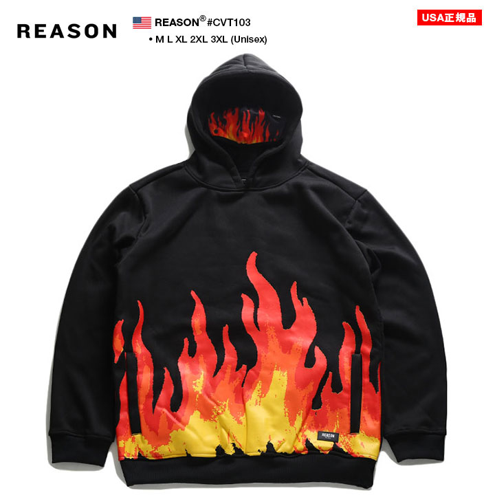 わけあり並の激安価格 リーズン Reason マスク付き パーカー スウェット 長袖 メンズ 春秋冬用 黒 M L Xl 2l Ll 2xl 3l Xxl 3xl 4l Xxxl 大きいサイズ B系 ヒップホップ ストリート系 ファッション ブランド 服 かっこいい おしゃれ ファイヤーパターン ロゴ