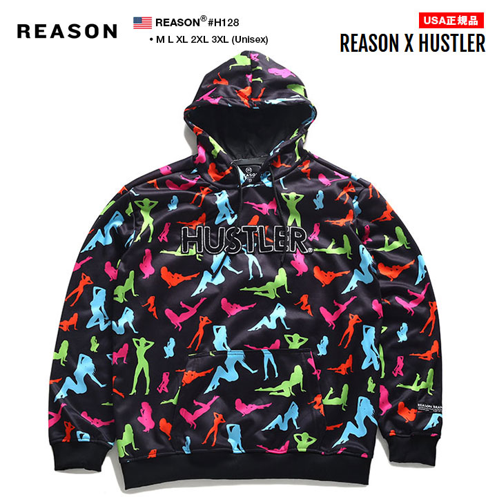 値引 リーズン Reason ハスラー Hustler 限定コラボ パーカー ジャージ 長袖 メンズ 春秋冬用 黒 M L Xl 2l Ll 2xl 3l Xxl 3xl 4l Xxxl 大きいサイズ B系 ヒップホップ ストリート系 ファッション ブランド 服 アメリカ男性雑誌 タイダイ