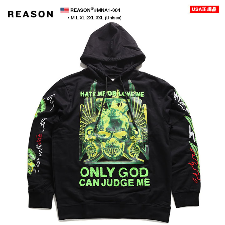 即納最大半額 Reason アウター 長袖 メンズ レディース 春秋冬用 黒 M 3xl 大きいサイズ ビッグシルエット リーズン スウェット かっこいい おしゃれ 裏パイル スカル 刺繍 蛍光グリーン 袖ロゴ B系 ヒップホップ ストリート系 ファッション ブランド ハイ 服 21年 夏