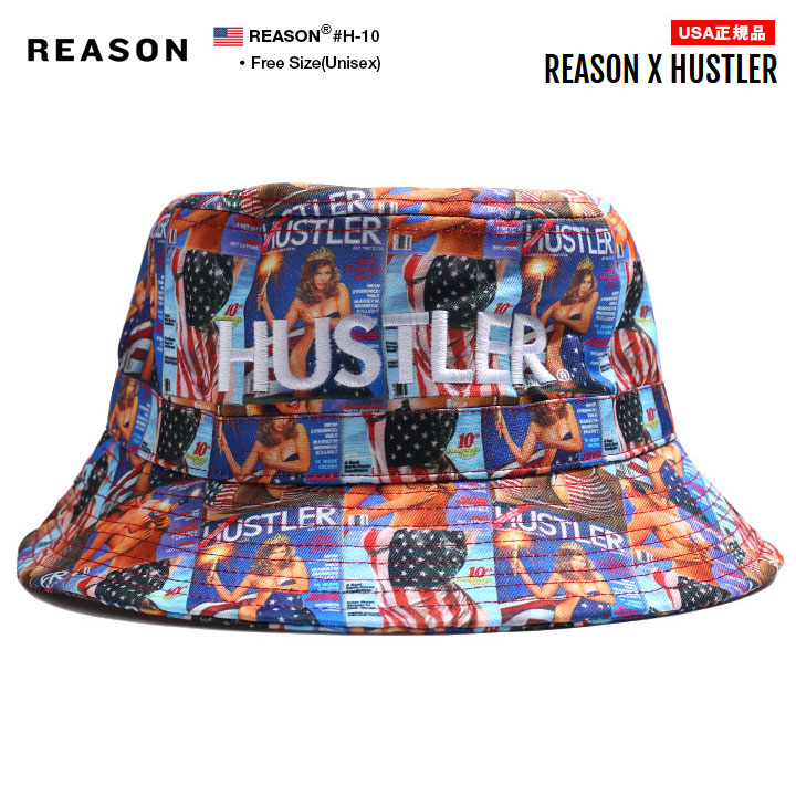 Reason Hustler ハット メンズ レディース 春夏秋冬用 青 リーズン ハスラー 限定コラボ バケットハット バケハ 帽子 Hat 入手困難 アメリカ成人雑誌 ロゴ 刺繍 ヌード 美女 総柄 おしゃれ アメカジ セレブ ヒップホップ ストリート系 ハイ ブランド 21年 春新作 H 10 F