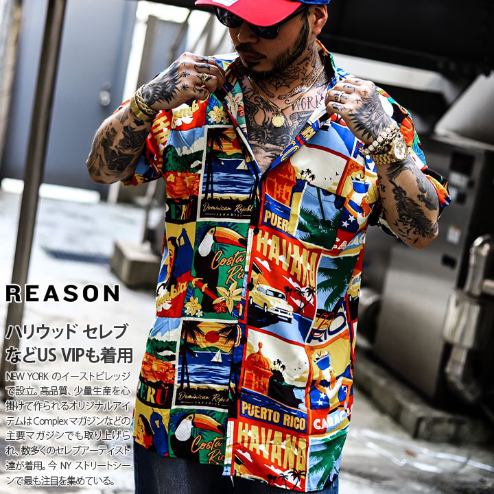 Tokubetsu Seefu Reason 半袖シャツ メンズ 春夏用 赤 大きいサイズ リーズン シャツ 半袖 柄シャツ アロハシャツ おしゃれ かっこいい 派手 大人 総柄 パームツリー アロハ 花柄 植物 モノグラム 柄 B系 ヒップホップ ファッション ストリート系 ハイ ブランド 服 22春夏