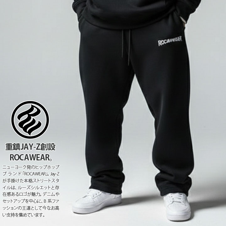 ROCAWEAR 堅苦しさ スウェットパンツ バギーパンツ ノッカーJAYZ 裏起毛 メンズ 年月冬用 黒 薄墨色 気が大きい大きさ ロカウェア ロングズボン下 今めかしい 分かりやすい 刺しゅう ワンポイント ビッグ影ぼうし b系 御居処跳ねる 流行り物 表どおり系 ブランド名 2026春夏 新作 RC001A04