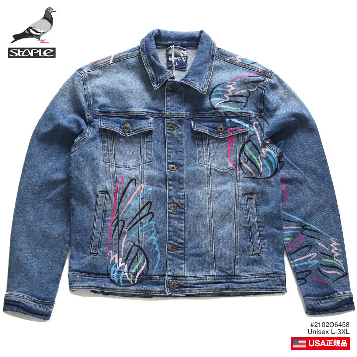 超大特価 楽天市場 Staple アウター 春 長袖 メンズ レディース 春秋冬用 インディゴブルー 大きいサイズ ビッグシルエット ステイプル デニムジャケット Gジャン ジージャン ジャケット ライトアウター おしゃれ 柄 B系 ヒップホップ ストリート系 ハイ ブランド 服