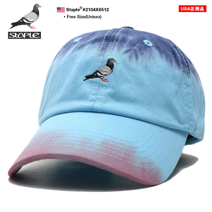 Staple キャップ メンズ レディース 春夏秋冬用 水色 ステイプル 帽子 Cap ローキャップ 浅め ベースボールキャップ おしゃれ かっこいい 鳩 鳥 ロゴ 刺繍 グラデーション タイダイ 総柄 B系 ヒップホップ ファッション ストリート系 ハイ ブランド 21夏 新作 2104x6512