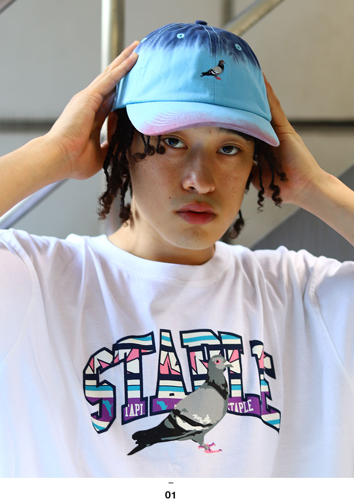 Staple キャップ メンズ レディース 春夏秋冬用 水色 ステイプル 帽子 Cap ローキャップ 浅め ベースボールキャップ おしゃれ かっこいい 鳩 鳥 ロゴ 刺繍 グラデーション タイダイ 総柄 B系 ヒップホップ ファッション ストリート系 ハイ ブランド 21夏 新作 2104x6512