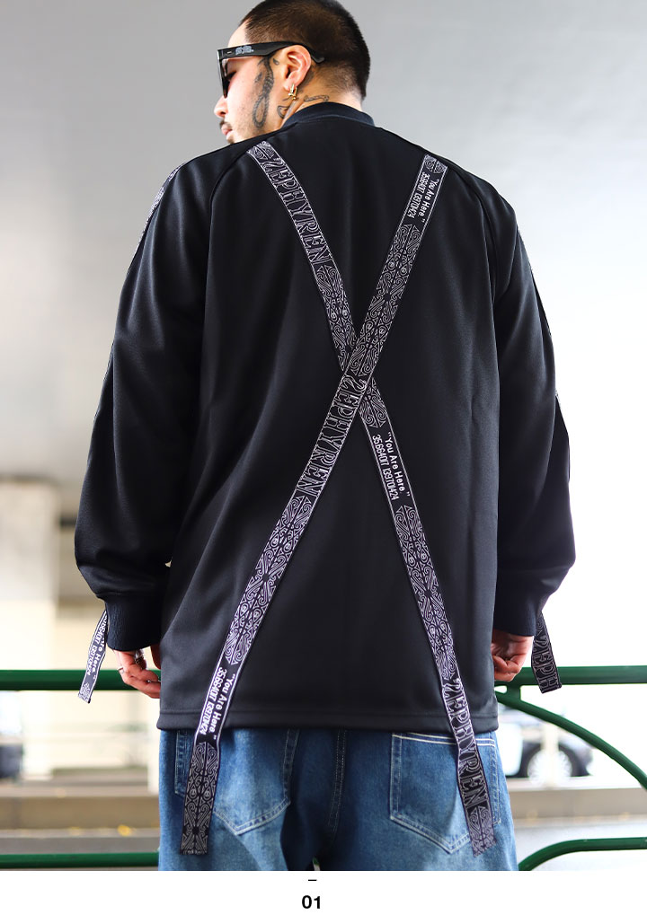B系 服 ヒップホップ ストリート系 ファッション メンズ 服 メンズ ロング丈 レディース アウター トラックジャケット ジャージ 長袖 Z18pa03 ゼファレン Zephyren かっこいい ロング丈 袖ライン リボンテープ 裾 X エックス 黒 白 Xl 2l Ll 大きいサイズ 正規品