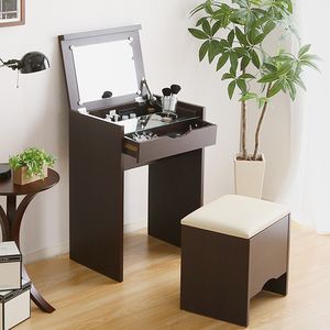 コンパクト収納ドレッサー　スツール 2点セット　コンセント付き　【rouge-ルージュ】【代引不可】 [03]｜本家屋