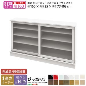 【引戸シリーズ】セミオーダーカウンター下収納ぴったりくん キャビネット(ポリカタイプ ミスト) 幅160cm&times;奥行25cm[L][03]｜本家屋