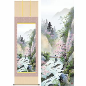 春招情景／しゅんしょうじょうけい　尺八　幅54.5×高さ約190cm　小林秀峰／こばやししゅうほう　年中飾り　山水画　情景　春掛け 掛け軸