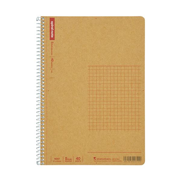 （まとめ）マルマン スパイラルノート ベーシックA5 5mm方眼罫 40枚 N247 1セット(10冊)【×5セット】[21]