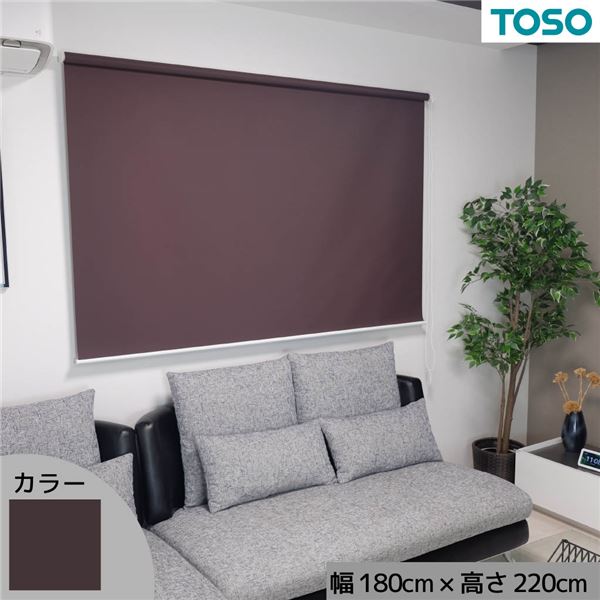 窓にも間仕切にも活躍 採光プレーンロールスクリーン ブラウン 約幅180cm×高さ220cm【代引不可】[21]