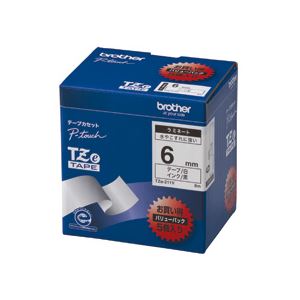 ブラザー BROTHER ピータッチ TZeテープ ラミネートテープ 6mm 白/黒文字 業務用パック TZE-211V 1パック(5個)[21]