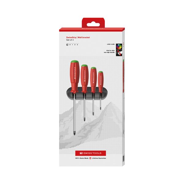 PB SWISS TOOLS ピービースイスツールズ 4本組 スイスグリップ ポジドライバーセット ホルダー付 ペーパーボックス入 8243.CBB[21]