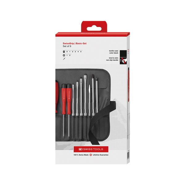 PB SWISS TOOLS ピービースイスツールズ 9本組 差替式ドライバーセット ロールケース ブラック 付 ペーパーボックス入 8218.BKCBB[21]｜本家屋