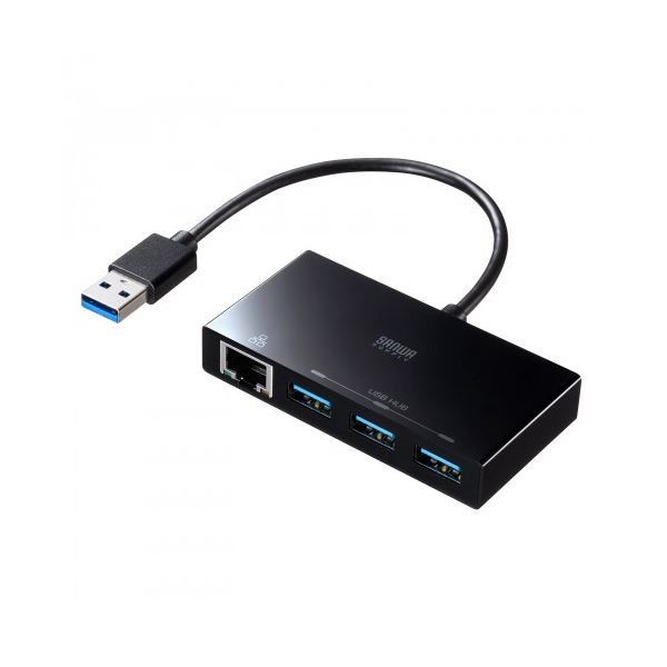 サンワサプライ USB3.2 Gen1 ハブ付き ギガビットLANアダプタ USB-3H322BKN[21]