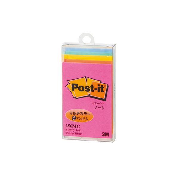 【10個セット】 3M Post-it ポストイット 656MC ノート マルチカラー 3M-656MCX10[21]