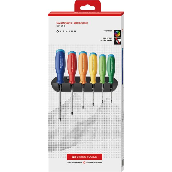 PB SWISS TOOLS ピービースイスツールズ 6本組 レインボーEVO TXドライバーセット(BOX) 38440.HRBCBB 工具 ツール DIY 作業工具[21]｜本家屋