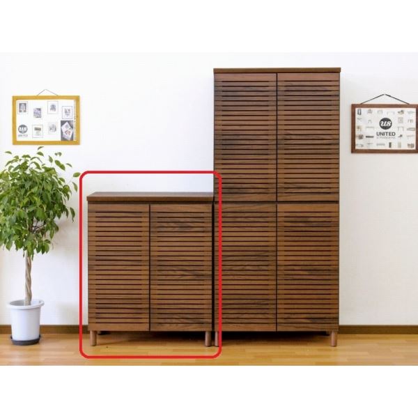 シューズ収納家具 置き目手あい（ウォルナット） 高さ約90cm×幅約80珊 [切り上げる品］【代引不可】[21]