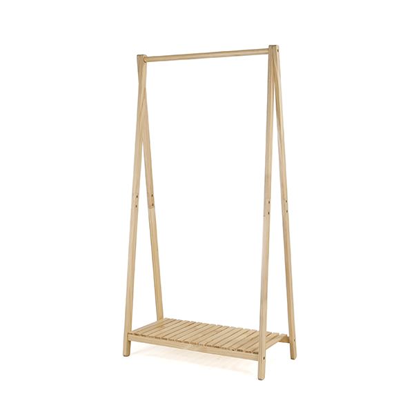 ハンガーラック 衣類収納 約幅75cm 1段 ナチュラル 木製 棚付き 脚裏クッションシート付き インテリア家具 収納家具 組立品[21]