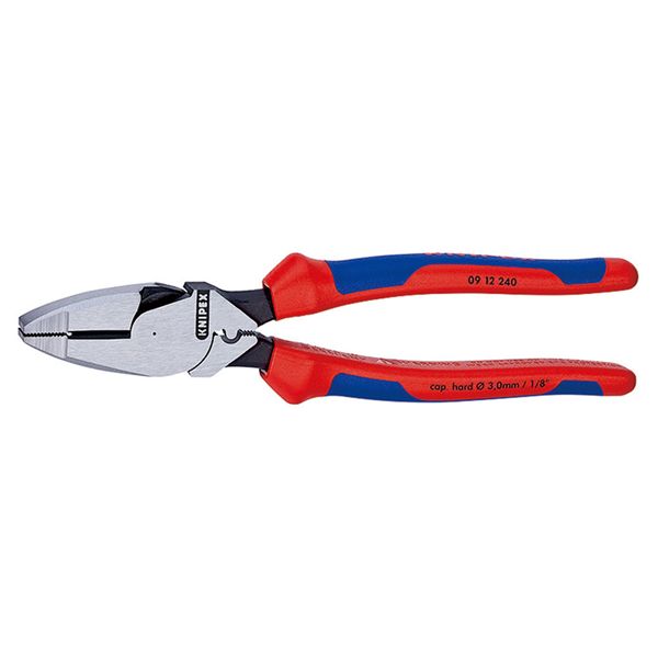 KNIPEX クニペックス 架線工事用強力ペンチ 圧着付 コンフォート サイズ55&times;22&times;240mm パック入 0912-240SB 工具 ツール DIY[21]｜本家屋