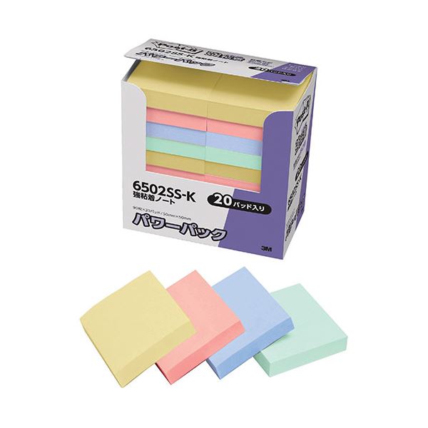 3M Post-it ポストイット パワーパック 強粘着ノート パステルカラー 3M-6502SS-K[21]