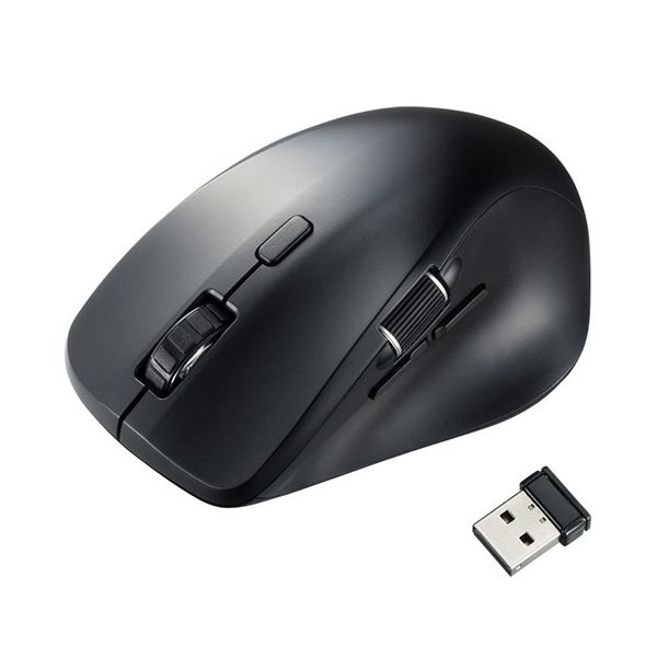 サンワサプライ 静音ワイヤレスマウス（サイドホイール付き） 5ボタン ブラック MA-WBS524BK 1個[21]