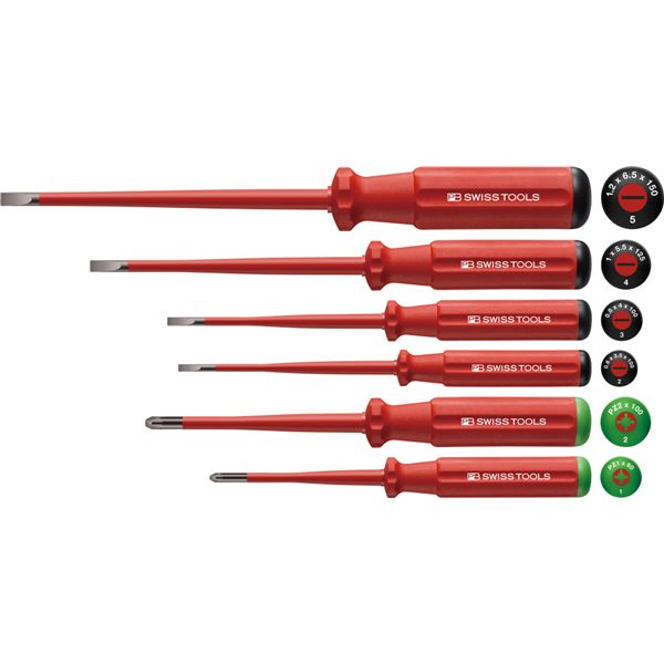 PB SWISS TOOLS ピービースイスツールズ 6本組 スイスグリップクラシックハンドルタイプ 絶縁ドライバーセット マイナス・ポジプラス 先端スリム形状 5543.SL[21]