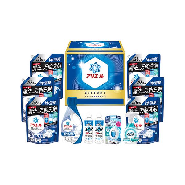 P&G アリエール液体洗剤セット 【アリエールジェル・ファブリーズW除菌・玄関用抗菌リネン&ソープ・除菌ジョイコンパクト・詰め替え超特大】 22637305[21]