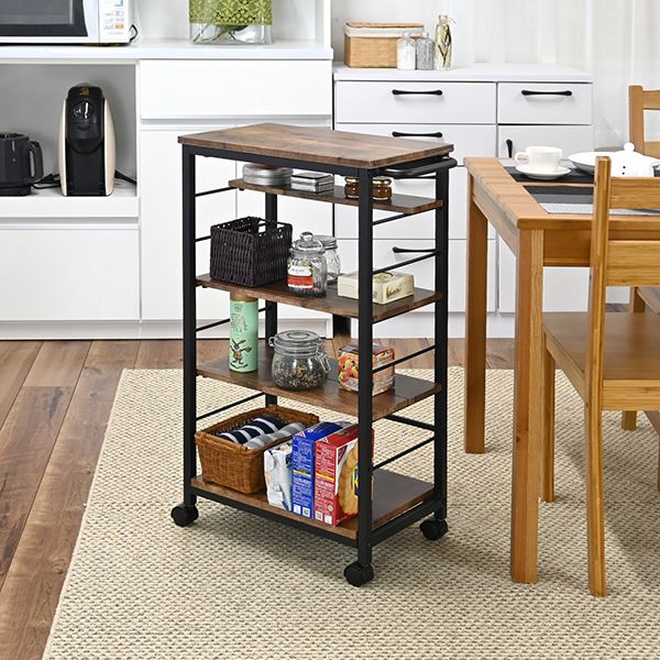 キッチンワゴン ヴィンテージブラウン 組立品[21]