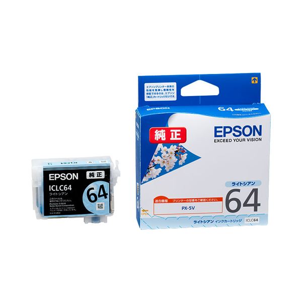 【訳あり・在庫処分】（まとめ） エプソン EPSON インクカートリッジ ライトシアン ICLC64 1個 【×3セット】[21]