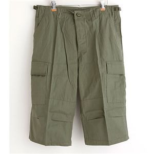 アメリカ軍 BDU クロップド カーゴパンツ 迷彩服 XSサイズ オリーブ 7分丈 リップストップ レプリカ ミリタリーパンツ[21]