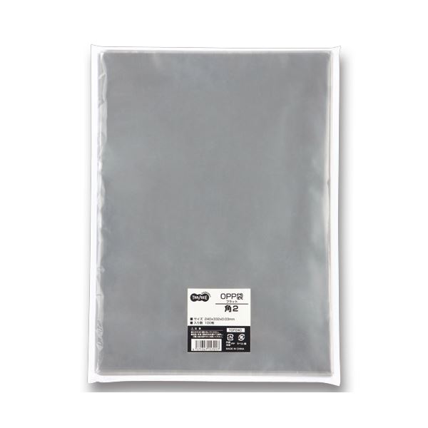 （まとめ） TANOSEE OPP袋 フラット 角2 240×332m 1セット（500枚：100枚×5パック） 【×2セット】[21]