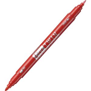 (まとめ) モナミ 油性ツインマーカー 細字+極細 赤 15002 1本 【×60セット】[21]