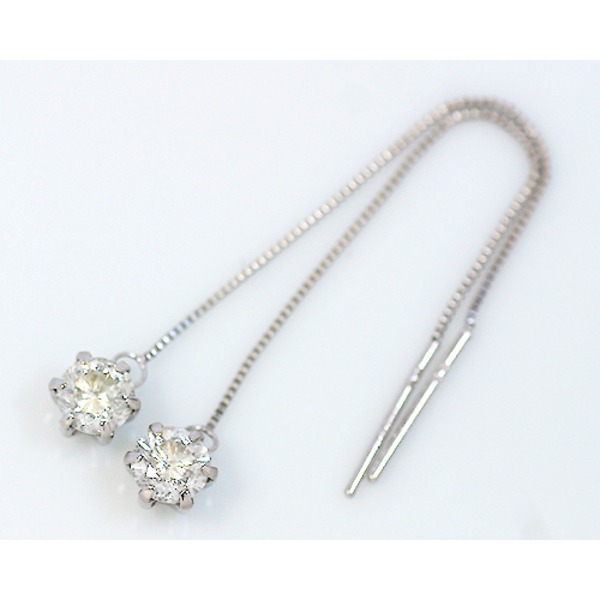 プラチナ 0.6ctダイヤモンドピアス チェーンピアス[21]｜本家屋